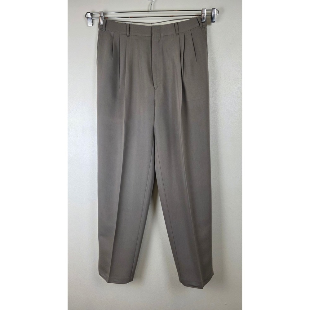 City Streets Pleated Dress Pants Mens 36x33 Taupe Brown‎ Trousers Office Work